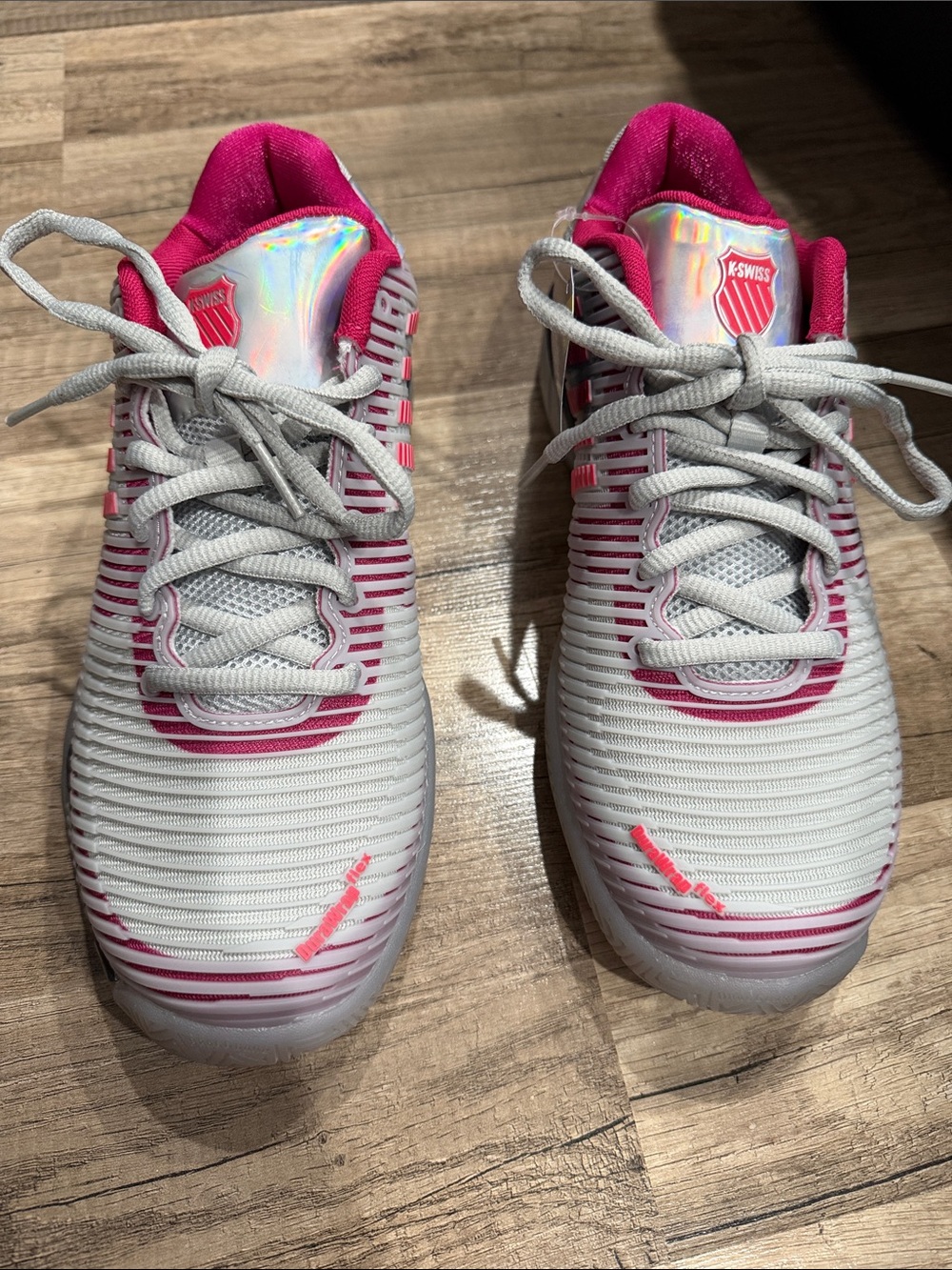 K-Swiss Women's White and Hot Pink Athletic Sneakers